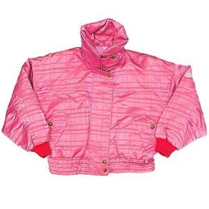 Vintage Bogner Pink Iridescent Goose Down Winter Ski Zip Up Puffer Jacket Sz 12